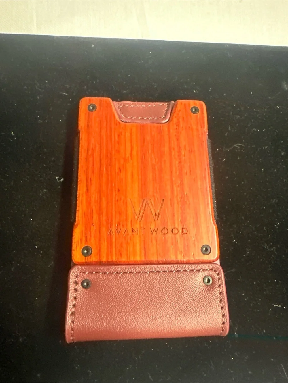 Men’s Wooden Card Wallet in Brown Leather